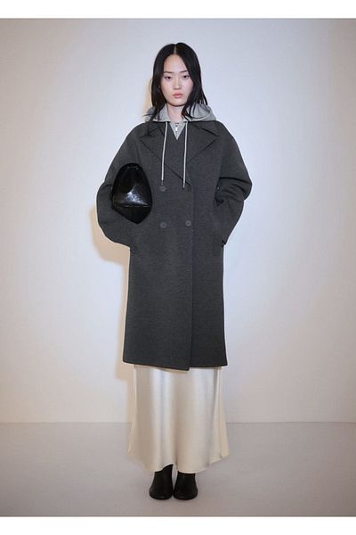 MANGO Woman Overcoat - Stylish Designed Scroll Fabric