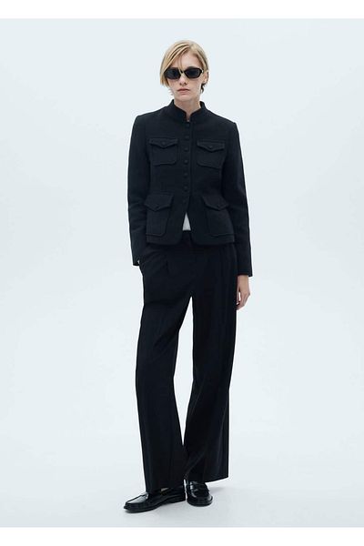 MANGO Woman Wideleg pants with pens