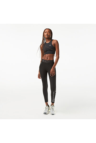 Lacoste SPORT Γυναικείο κολάν σε στενή γραμμή με στάμπα σε μαύρο χρώμα