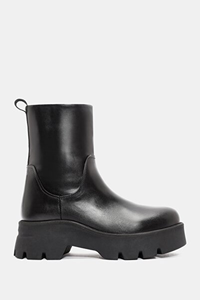 Bestyle Brenda Kadın Siyah Gerçek Deri Bot