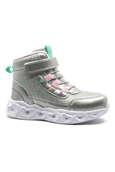 Kids Club Shoes Cool Kids Girl's Boots with Orthopedic Lighted Sole - Silver