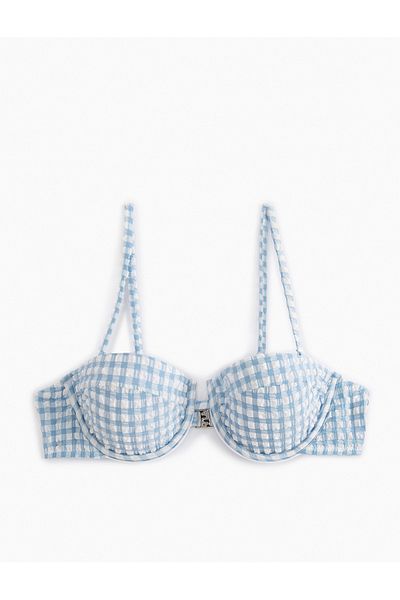 Koton Στράπλες Gingham Bikini Top - Λεπτομέρεια με λουράκι
