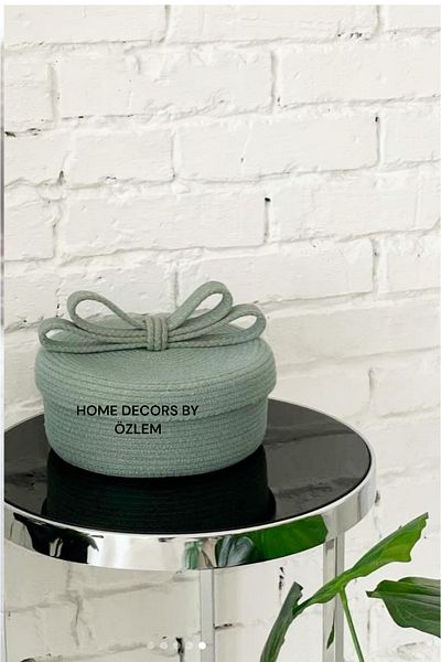home decors by özlem سلة من الخوص مع غطاء سلة منظم صندوق تخزين سلة ديكور 26 × 10 سم