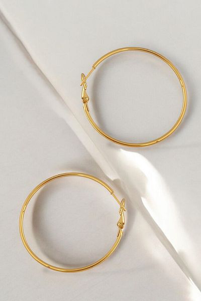 Çlk Accessories Steel Color Anti-Throw Hoop Earrings (50mm)