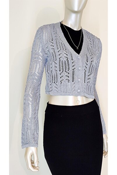 Dilvin 60184 Ζακέτα με διάτρητο σχέδιο με λαιμόκοψη σε σχήμα V