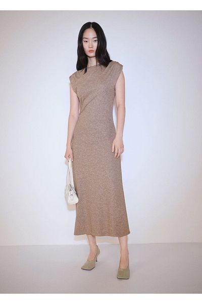 MANGO Woman Μίντι φόρεμα με φόρμα ώμου