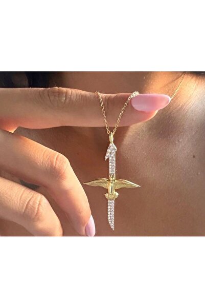 Rachel Silver Çelik Elif Anka Kuşu Model Altın ve Gümüş Renk Çağla Şikel Kolye