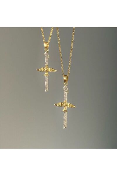 Rachel Silver Çelik Elif Anka Kuşu Model Altın ve Gümüş Renk Çağla Şikel Kolye