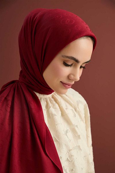 Imannoor Şal jacquard cu model de lanţ Imannoor - Vopsea simplă 70x210 23Y-3052