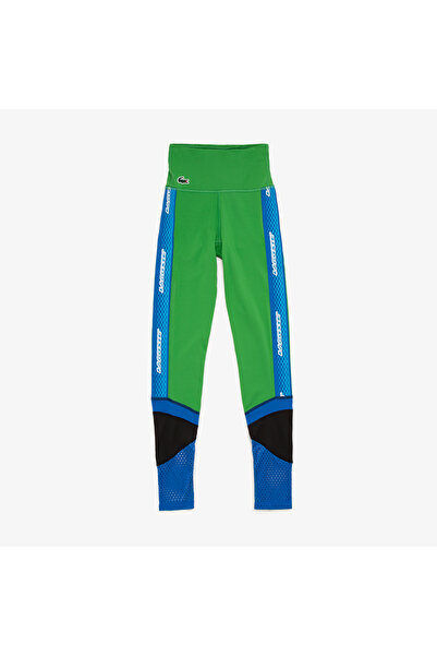 Lacoste Active Kadın Slim Fit Baskılı Yeşil Tayt