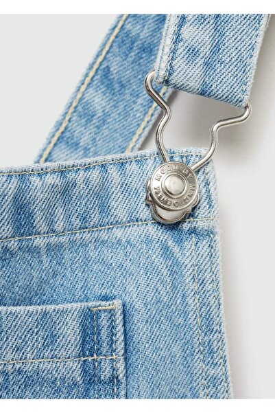 MANGO Kids Düz Kesim Denim Tulum