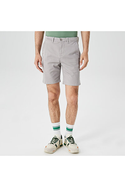 Lacoste Erkek Slim Fit Desenli Gri Bermuda