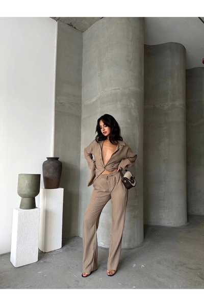 ayakuydur Kadın Vizon Düğmeli Takım