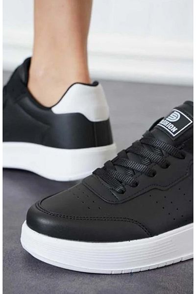 Kocamanlar Ayakkabı Darkstep 158 Unisex Sneaker - Black and White Sports Shoes