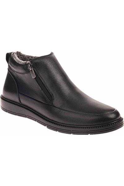 Voyager V25Ka-5510 Black Skin Leather Men's Shearling Ankle Boots