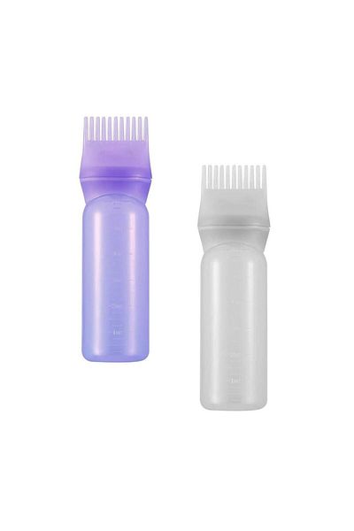 jetfast Purple and Transparent Color 2 Pieces Scalloped Hair Coloring Bottle Practical Hair Bottoms Care Oil Application Apparatus