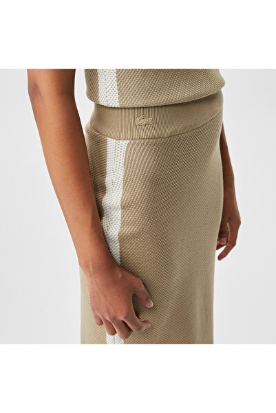 Lacoste Kadın Slim Fit Renk Bloklu Krem Etek