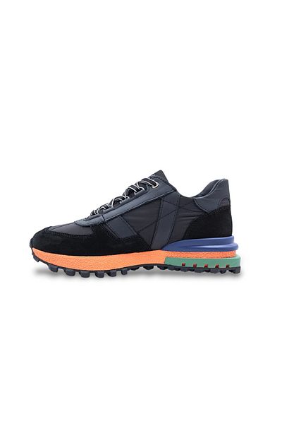MARCOMEN Airbag Sole Genuine Leather and Textile Black Men's Sneaker Sports Shoes