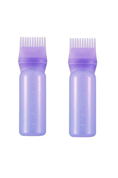 jetfast 2 Pieces Purple Color Scalloped Hair Coloring Bottle Practical Hair Bottoms Care Oil Application Apparatus