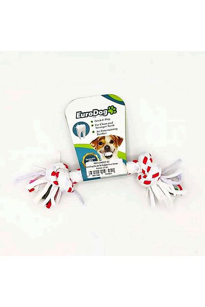 Eurodog Floss Two Knots Thin White Red 15 cm Zngzr