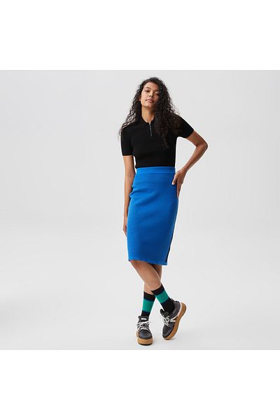 Lacoste Color Blocked Slim Fit Blue Women's Skirt