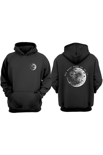 THEWERT Unisex The Moon Made Me Do It Σχέδιο Μπροστινό Πίσω Τυπωμένο κανονικό μαύρο φούτερ