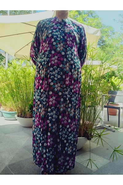 hoaryage Robadan Long Sleeve 100% Viscose Push Flower Mother Dress, Prayer Dress