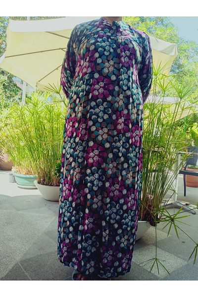 hoaryage Robadan Long Sleeve 100% Viscose Push Flower Mother Dress, Prayer Dress