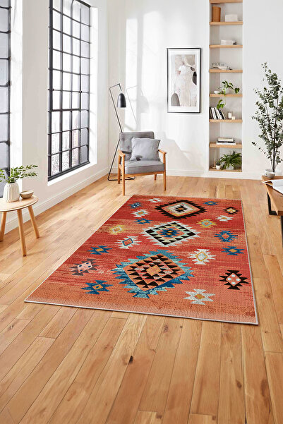 Napoli Home Baskılı Etnik Geleneksel Model Yıkanabilir Kaymaz Taban Yolluk Mu...