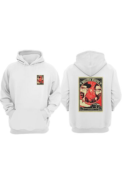 THEWERT Unisex Walter White Breaking Bad Design Μπροστινό πίσω Τυπωμένο κανονικό λευκό φούτερ