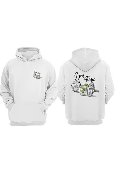 THEWERT Unisex Gym Tonic Wall and Art Print Design Front Back Printed Regular Fit White Sweatshirt