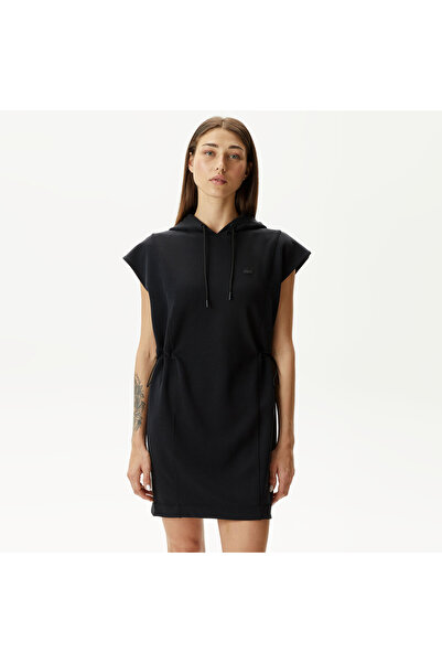 Lacoste Kadın Straight Fit Kapüşonlu Siyah Elbise