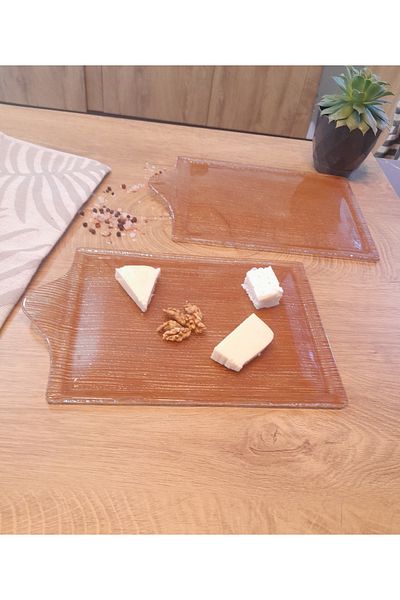 Zuzu Set of 2 Striped Glass Presentation Plates - 26.5x17.5cm