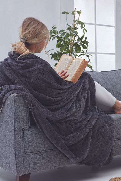 Mislina Home Anthracite 4 Seasons βελούδινη κουβέρτα Fleece - Deluxe Wellsoft TV κουβέρτα 100x150 cm