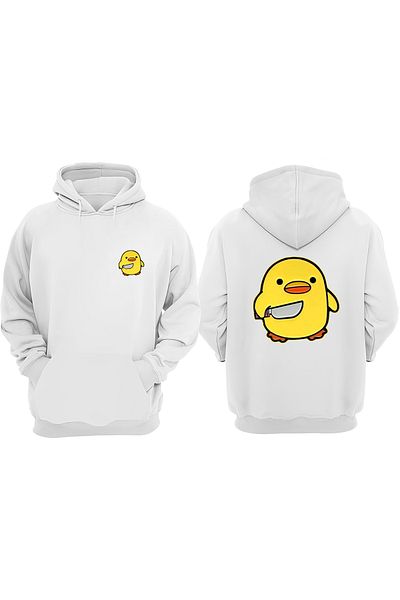 THEWERT Unisex Hot Chick Σχέδιο Μπροστινό Πίσω Τυπωμένο κανονικό λευκό φούτερ