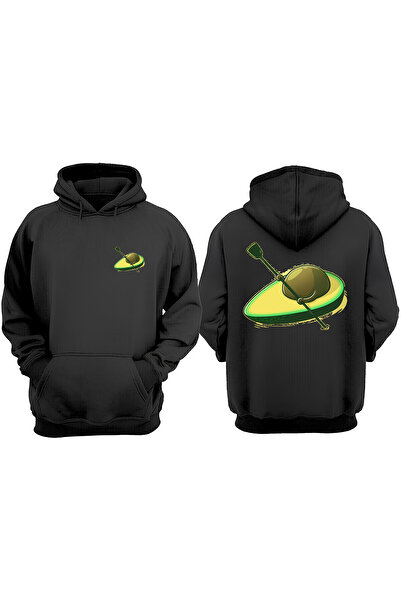 THEWERT سويت شيرت أسود بتصميم الأفوكادو العائم للجنسين مطبوع من الأمام والخلف