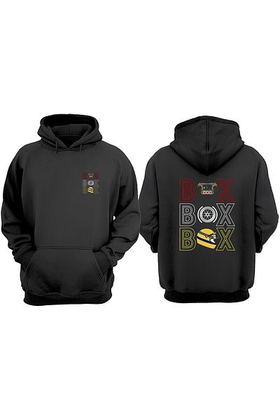 THEWERT Hanorac negru unisex Formula Design - Imprimat față și spate, potrivire obișnuită
