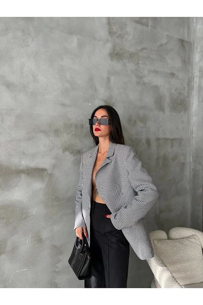 Ecenin Favorileri Jachetă Houndstooth Blazer