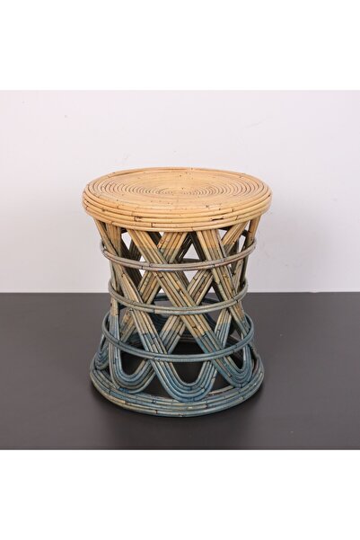 Mylamp Şölen 40x36 cm Doğal Kubu Rattan Sehpa & Tabure
