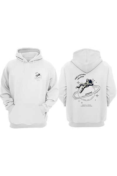 THEWERT Unisex Astronaut - Σχεδιασμός "There Is No Place Like Space" Λευκό φούτερ
