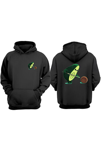 THEWERT Hanorac negru unisex, care joacă biliard, avocado, imprimat în față și în spate