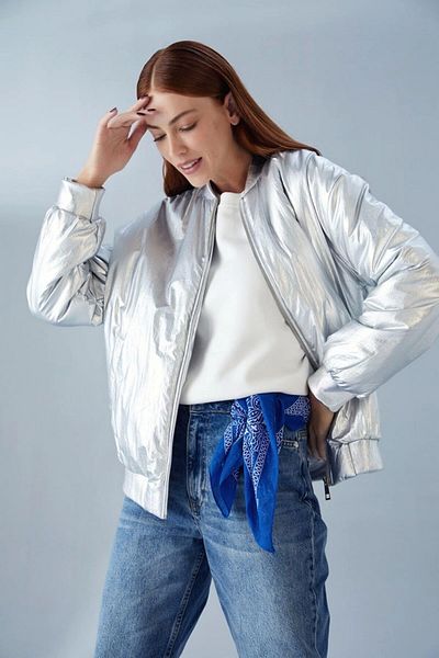 Ecenin Favorileri Palton Bomber Metallic Lame