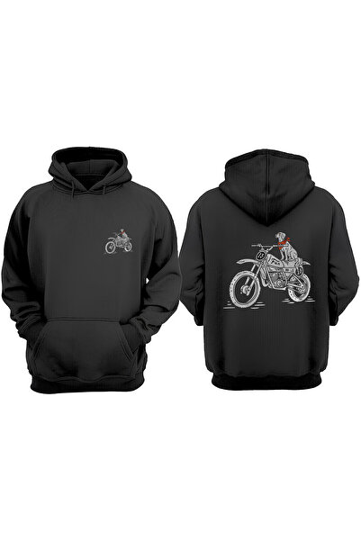 THEWERT سويت شيرت أسود بتصميم كلب يستخدم المحرك للجنسين من الأمام والخلف مطبوع بقصة عادية