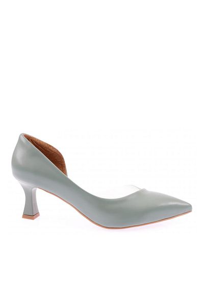 DGN 353-22Y Transparent Side Detailed - Toe Low-Cut Pointed Toe Women's Heeled Shoes