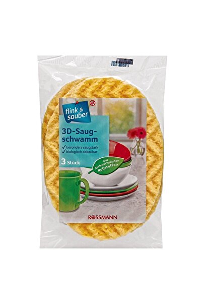 FLİNK Flink & Sauber - Burete pentru vase - 3D - Pachet de 3