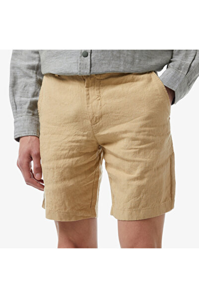 Lacoste Erkek Slim Fit Keten Bej Bermuda