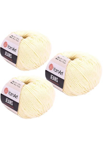 Yarnart Yarn Art Jeans Amigurumi Knitting Thread 86 Light Yellow Color Cardigan Knitting Thread Baby Thread Punch Thread Pack of 3