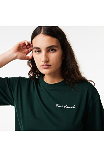 Lacoste Kadın Relaxed Fit Bisiklet Yaka Siyah T-Shirt