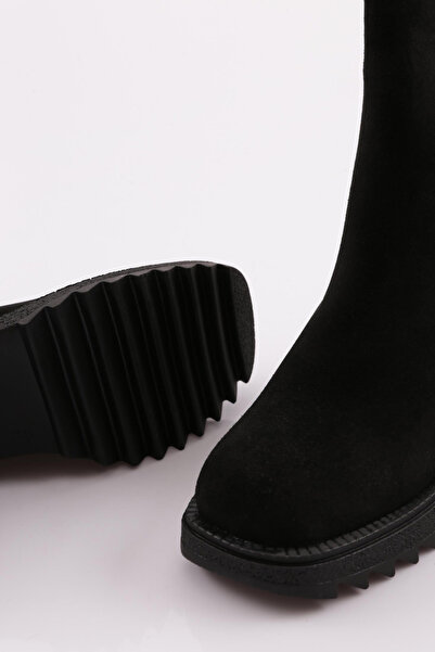 DGN Kadın Bot Siyah Süet Hakiki Deri 9113882