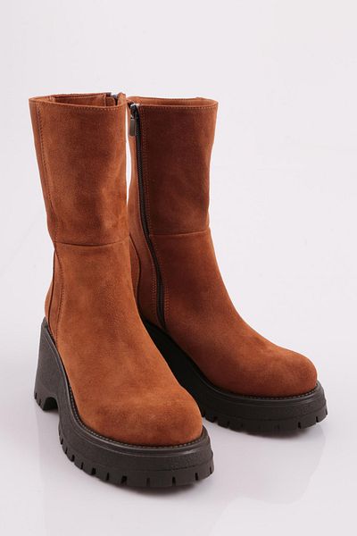 DGN 2214-771-22k Tan Suede Γυναικείες Μπότες - Γνήσιο δέρμα